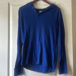 VINCE 100% Cotton Hooded Henley Pullover